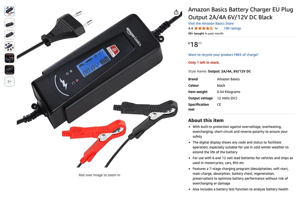A product listing for an Amazon basics item on Amazon.de.