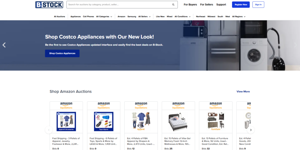 A screenshot of BStock Amazon liquidation platform.