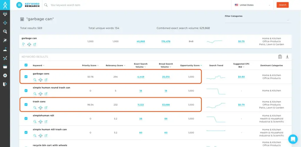 Keyword research showing terms with high opportunity score making it easier for you to rank with the keyword