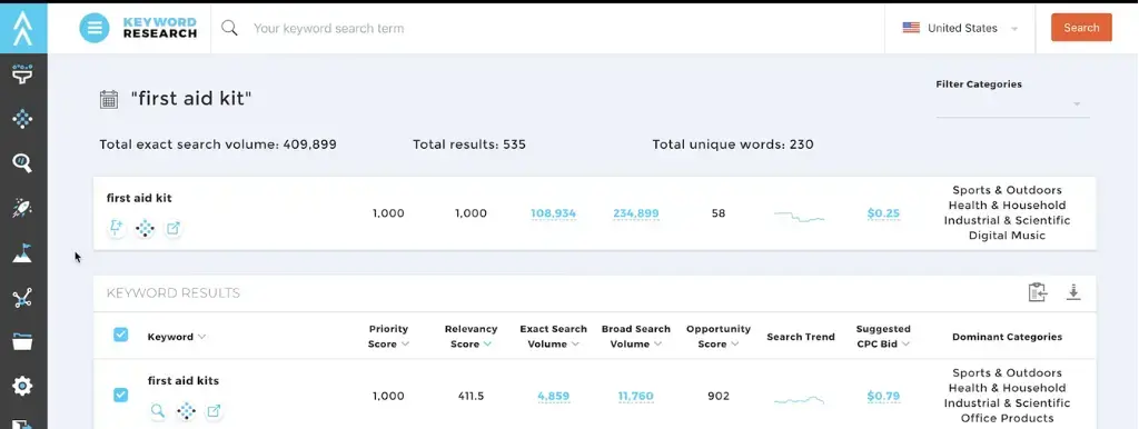 A screenshot displaying Viral launch's  innovative keyword research tool that helps users optimize they descriptions for keywords.