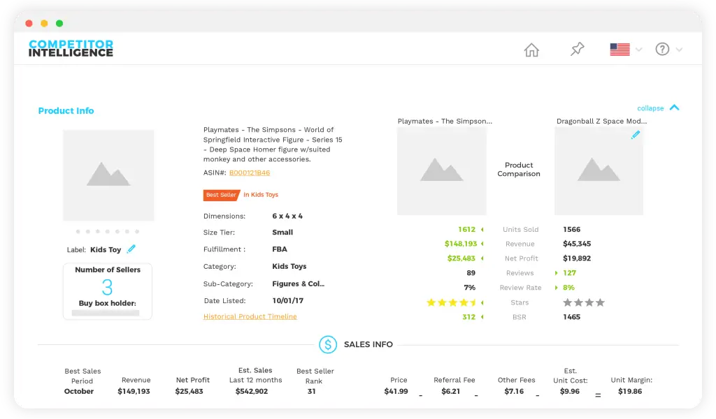 The Product Analysis tab showing how your product listing compares to competitor listings in the Viral Launch Competitor Intelligence Amazon tool