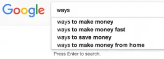 Google Search asking Ways to Make Money