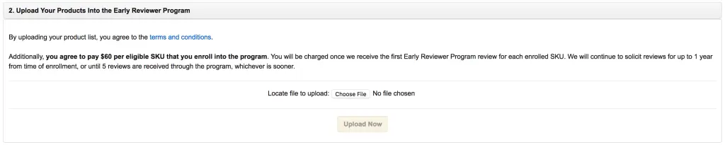 Enrolling in the Amazon Early Reviewer uploading product information