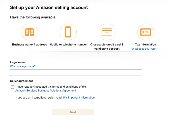Setting up an amazon seller central account