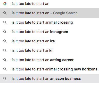 Google search results showing "is it too late to start an Amazon business" as a popular search. Selling on Amazon 2021.