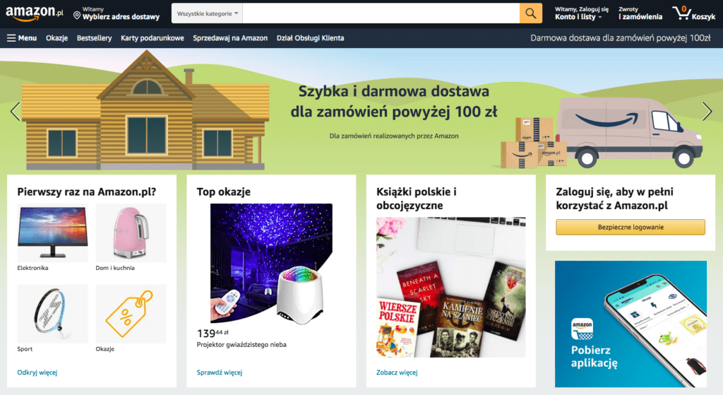 Screenshot of Amazon.pl marketplace.