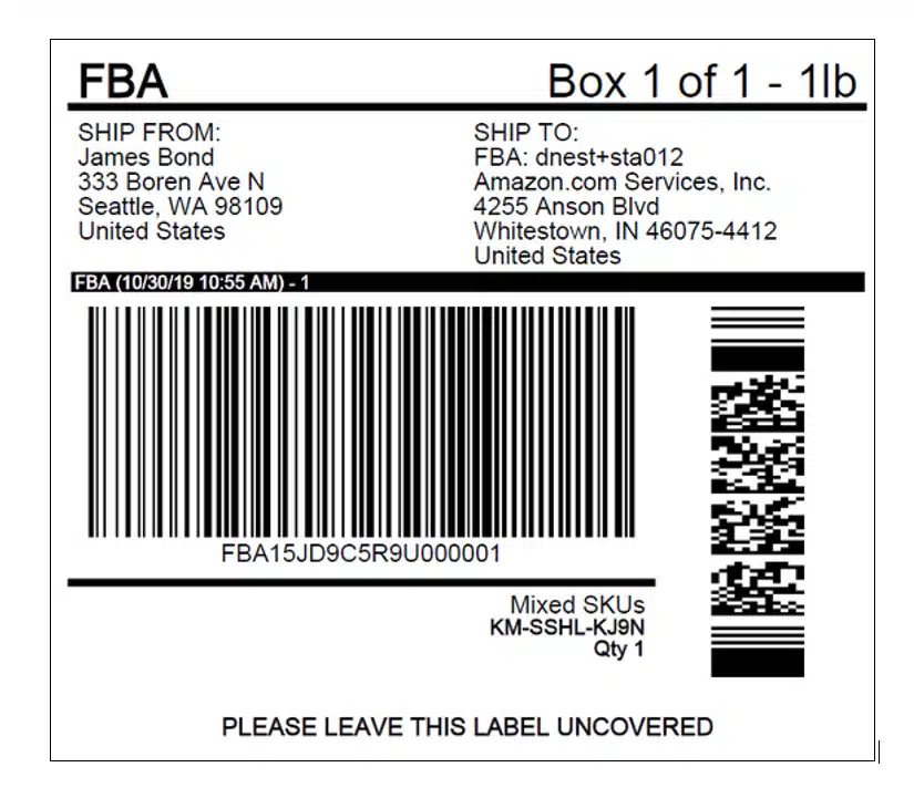 A shipping label