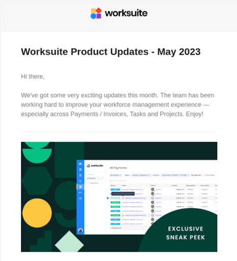 Product update email