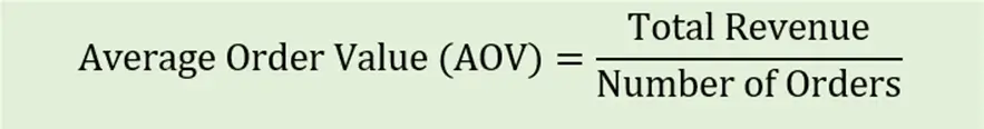 Average Order Value (AOV)=(Total Revenue)/(Number of Orders)