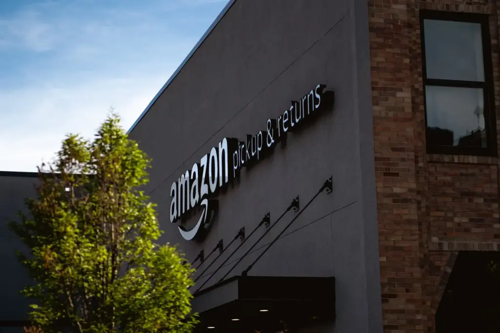 An image of a Amazon pickup and return center building.