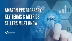 A graphic that has text that says "Amazon PPC glossary: Key Terms and Metrics Sellers Must Know."