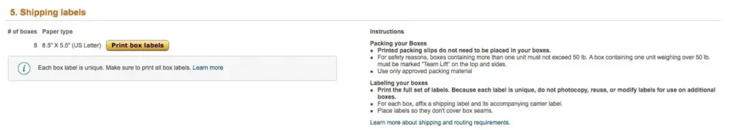 Instructions to label and prepare amazon FBA shipments