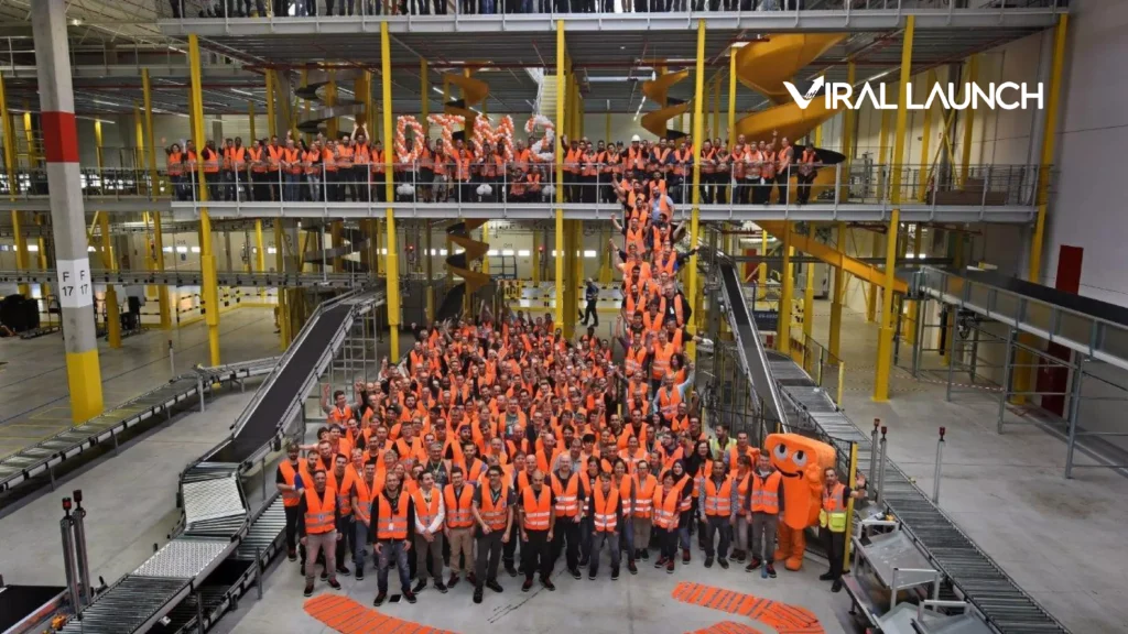 A graphic showing some of the Amazon Germany fulfillment team.