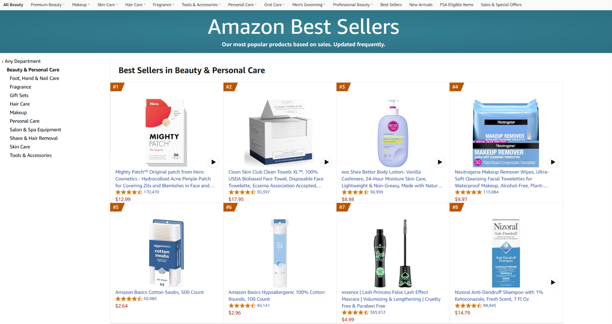 Amazon beauty ad personal care categories best sellers. 