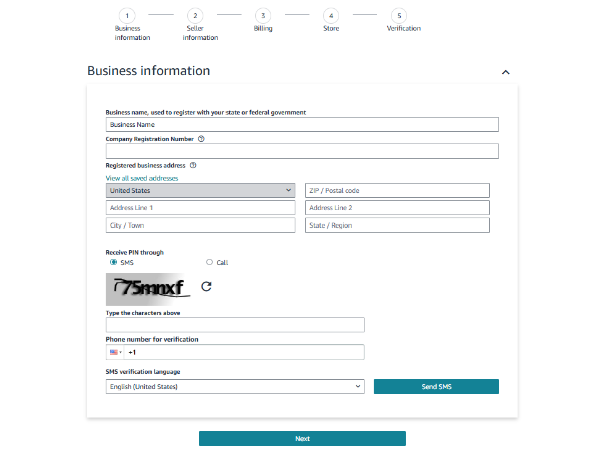 Where to enter business information.