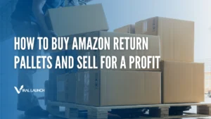 A graphic with boxes stacked on a pallet and text that says "How to buy Amazon return pallets and sell for a profit"