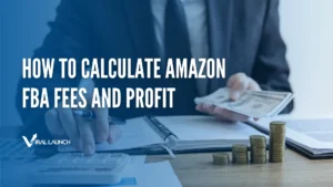 A man using a calculator to calculate his Amazon FBA Fees and profit.