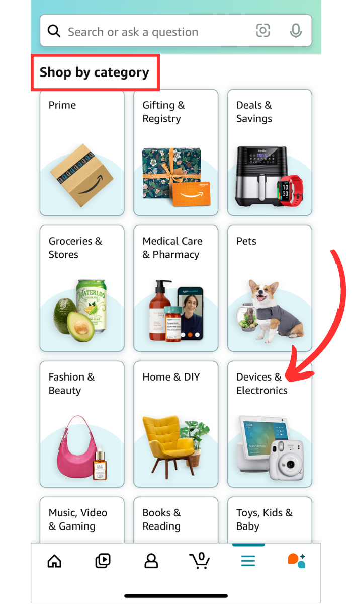 Select the devices and electronics category.