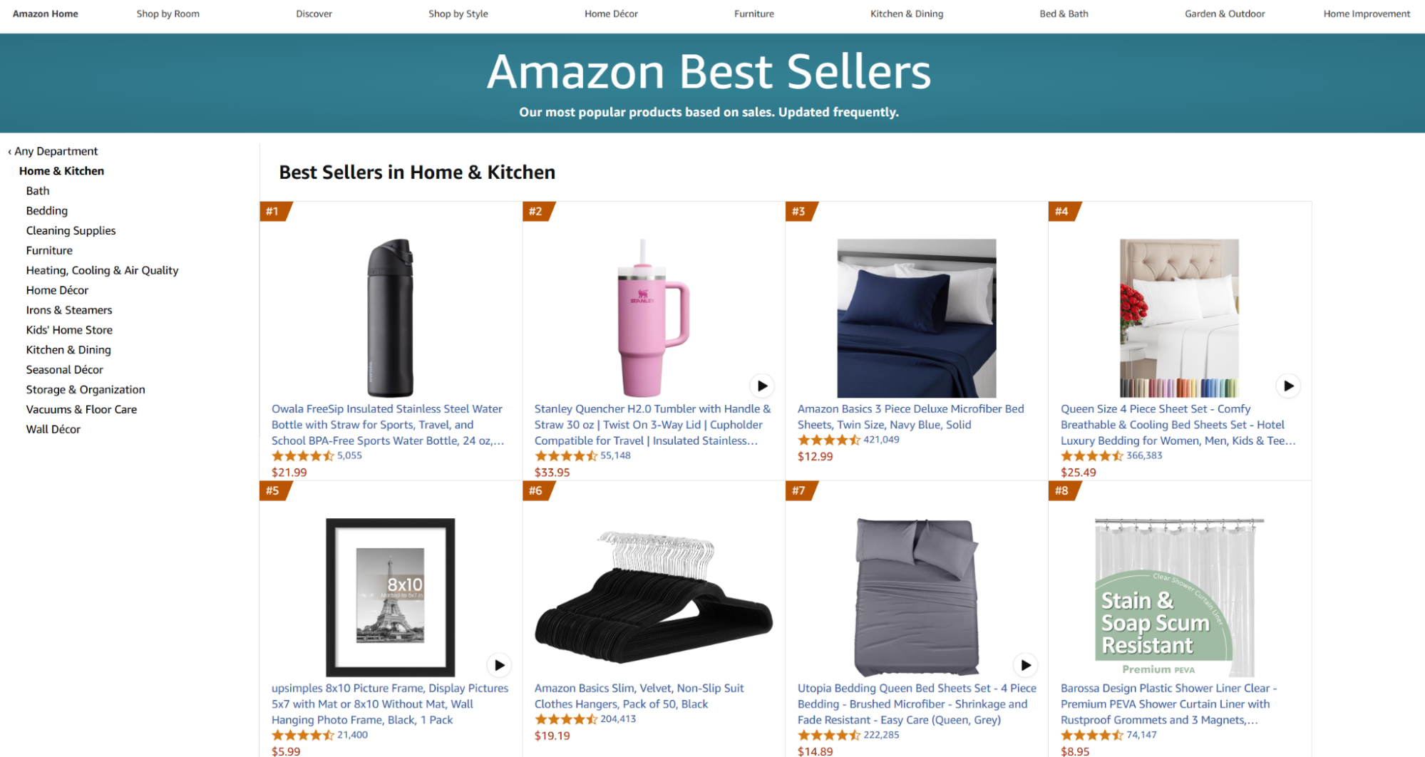 Amazon home and kitchen category best sellers.