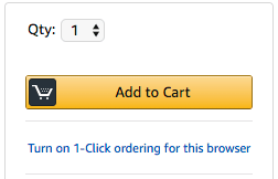 The Amazon buy box shown on a product page with the call to action "add to cart".