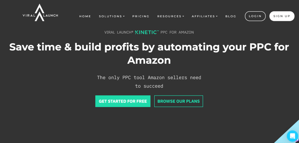 the Viral Launch Kinetic PPC Tool webpage explaining how the tool helps sellers manage PPC campaigns for Amazon products
