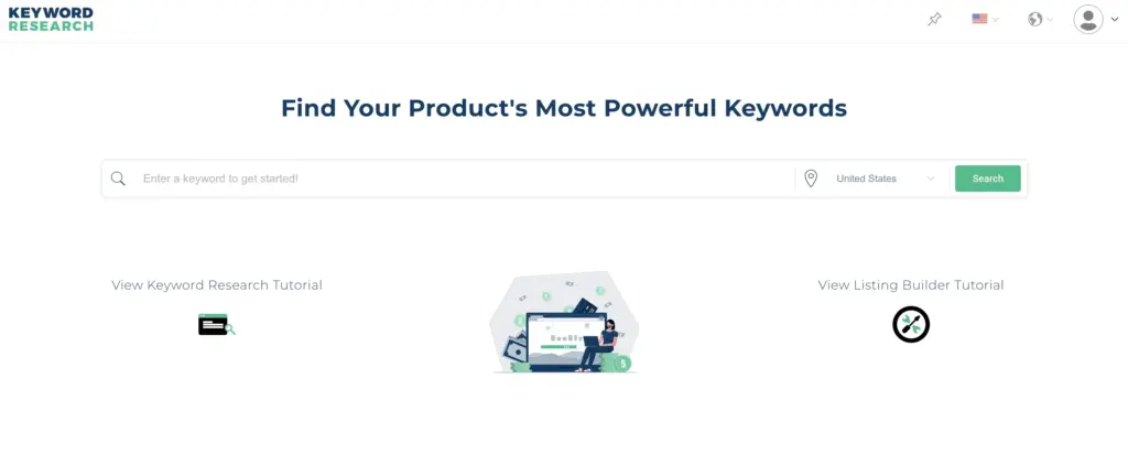 Home screen of Viral Launch's Keyword research tool helping sellers find the best Amazon keywords; a key step in the product launch checklist