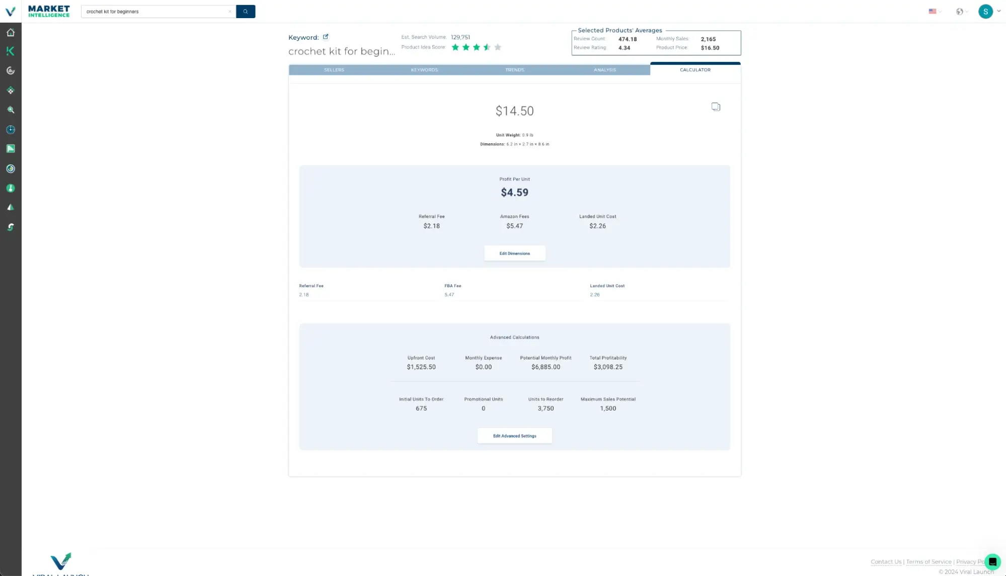 An inside look at market intelligence calculator tab for sellers.