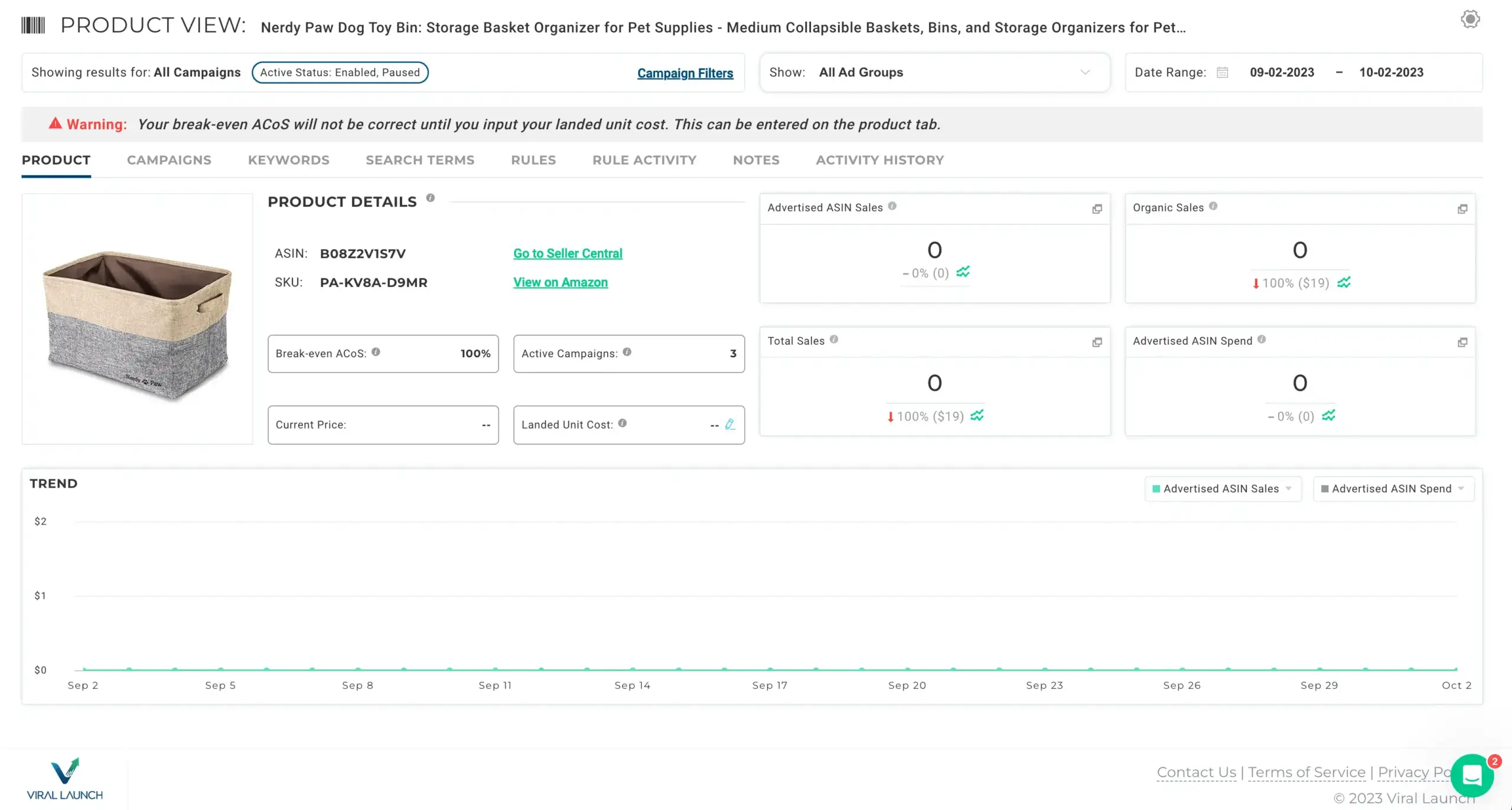 A graphic displaying an inside look into Viral Launch's ppc management tool.