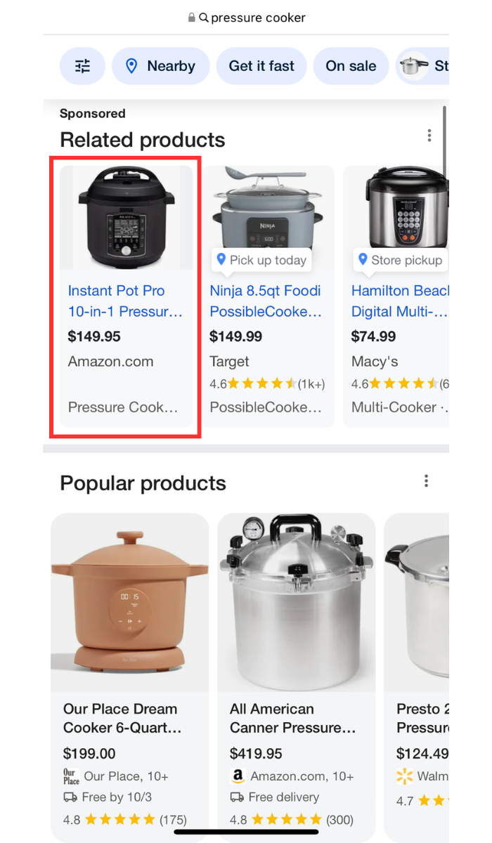 Products related to a pressure cooker.