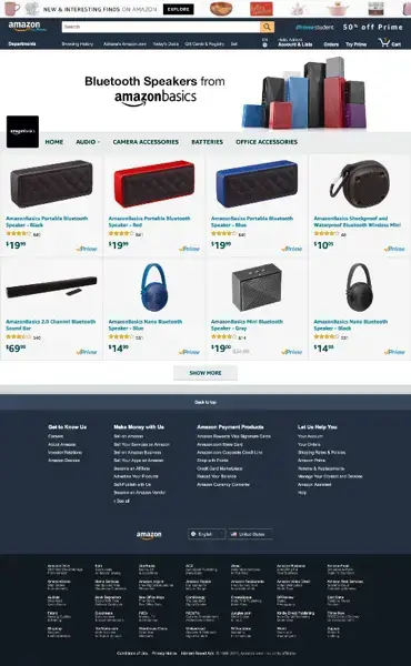 An image displaying the product grid template to display various products on the Amazon app. 