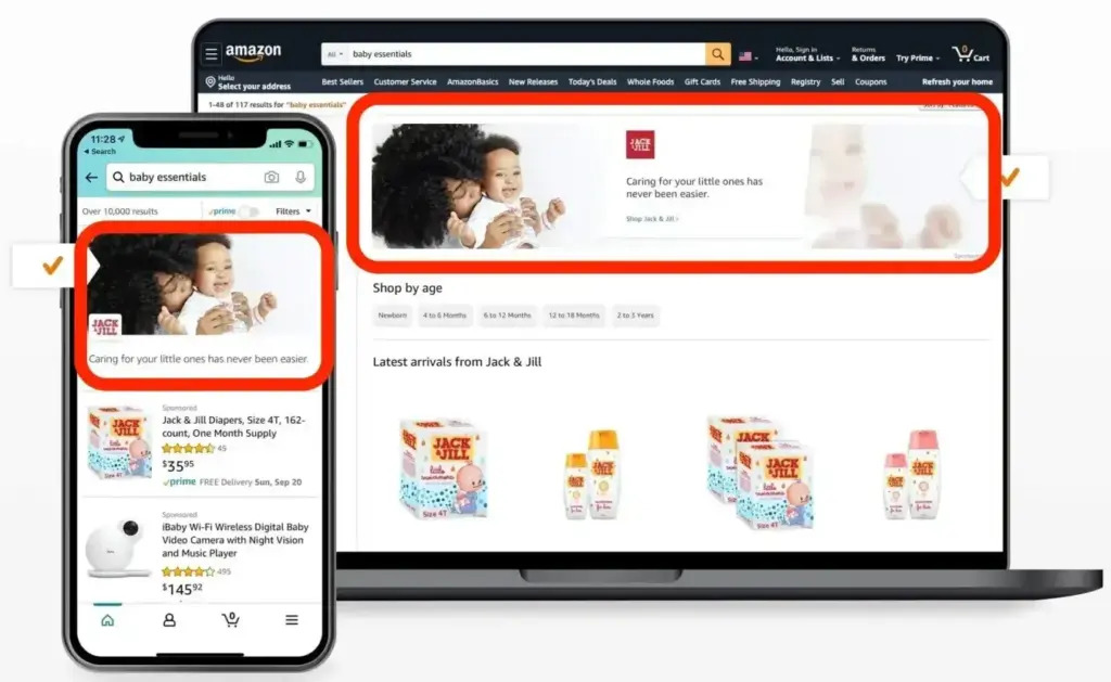 Example of an Amazon sponsored brands ad as it appears as a banner 