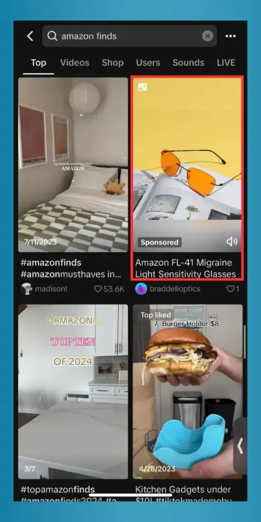 A graphic displaying search ads on TikTok.