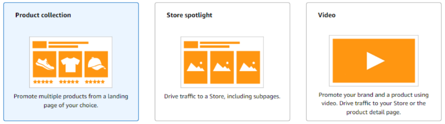 Graphic displaying the different types of Amazon sponsored brand ads.