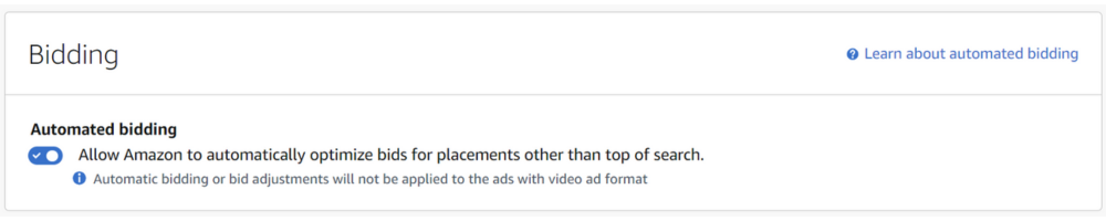 How to choose whether you want to keep automated bidding settings turned on.