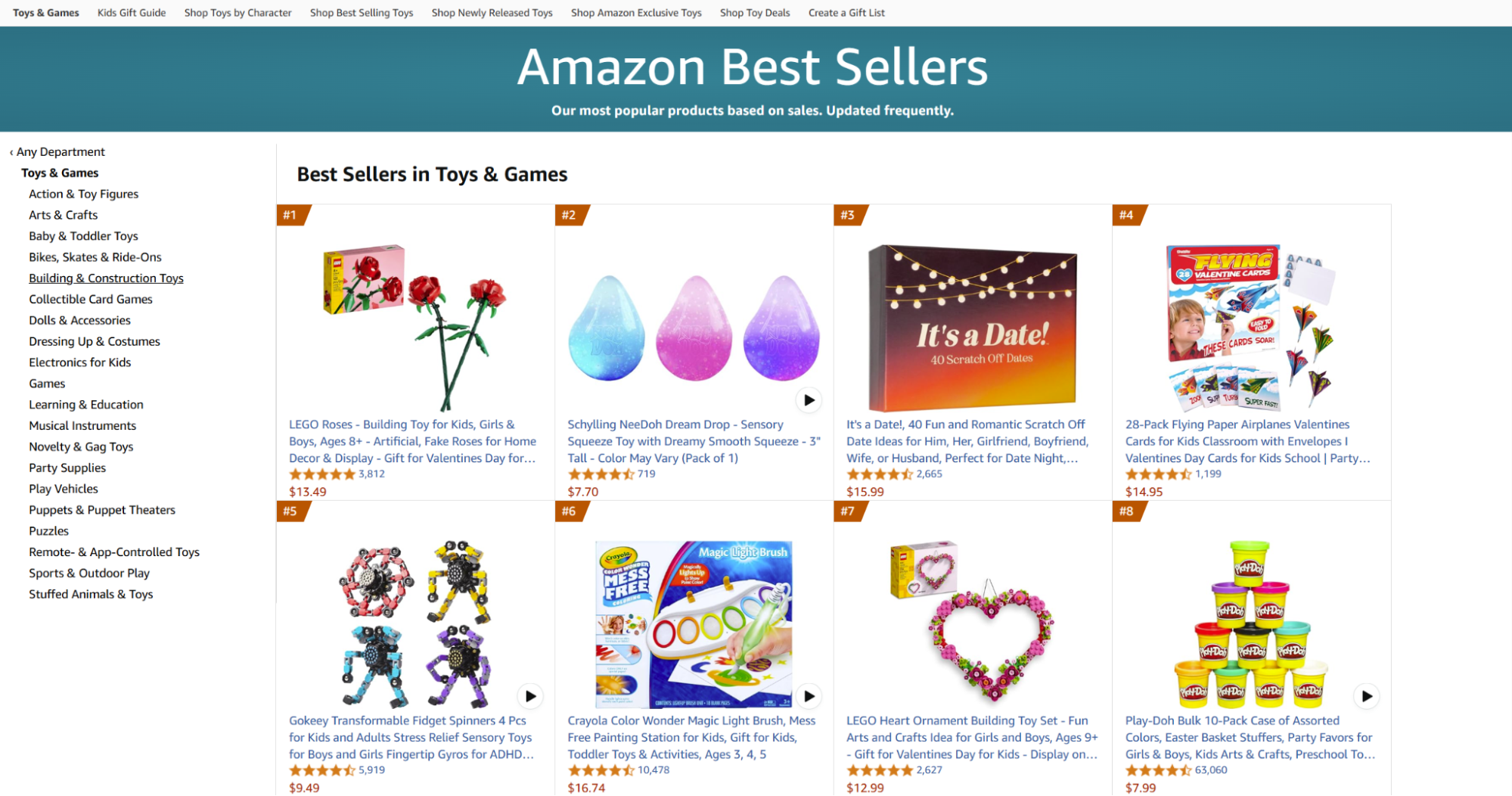 Amazon best selling products in the toys and games category.